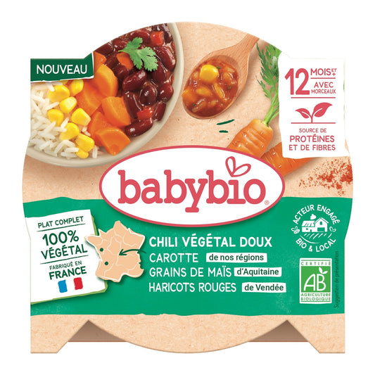 Plat Cuisiné Dès 12mois Chili Végétarien Doux BABYBIO l'assiette de 230g