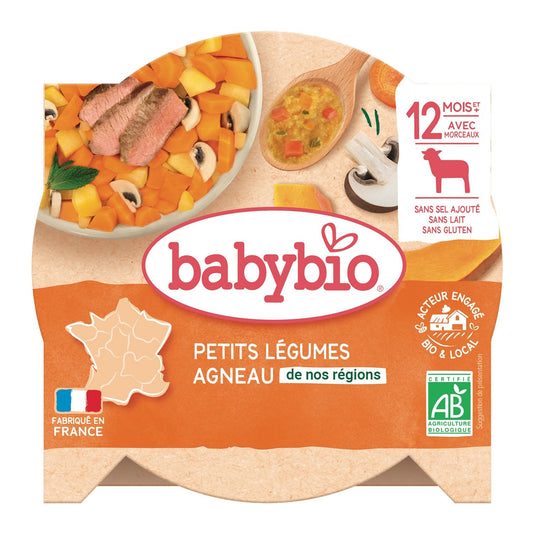 Plat Bébé Dès 12 Mois Navarin d'Agneau Bio BABYBIO l'assiette de 230 g