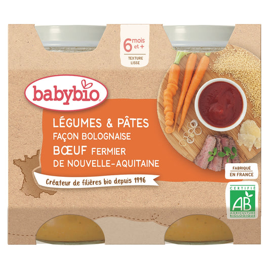 Baby Dish From 6 Months Vegetable Pasta Bolo Babybio BABYBIO