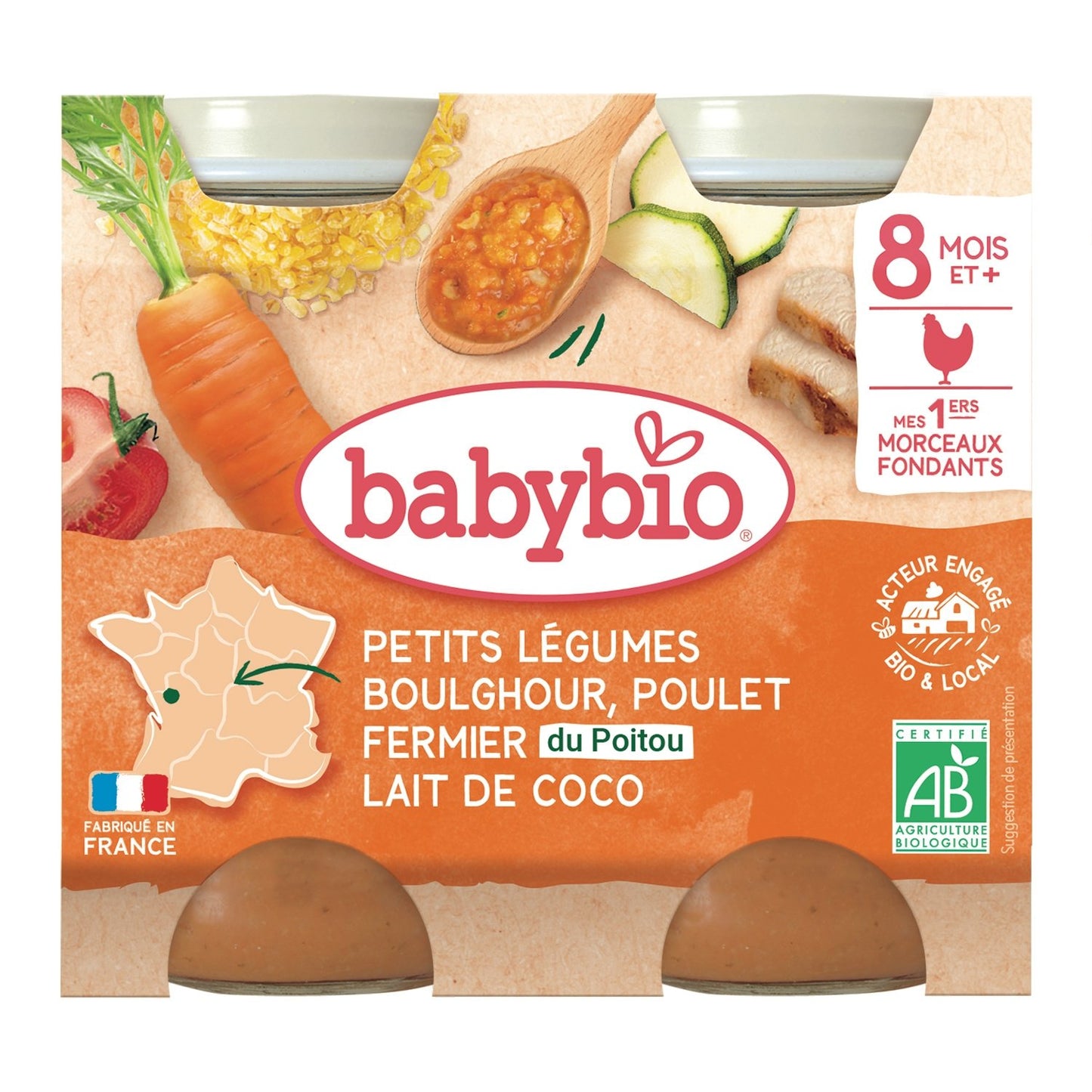 Baby Dish From 8 Months Vegetables Bulgur Babybio Organic BABYBIO