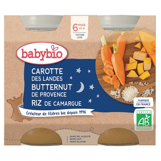 Baby Evening Meal From 6 Months Carrot Pumpkin Organic Rice BABYBIO