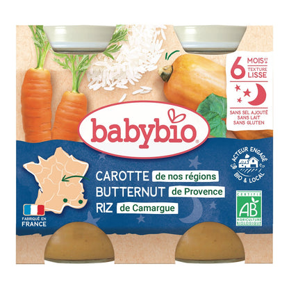 Baby Evening Meal From 6 Months Carrot Pumpkin Organic Rice BABYBIO
