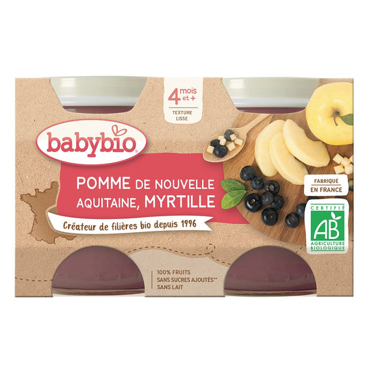 Baby Compotes From 4 Months Apple Blueberry No Added Sugar Organic BABYBIO