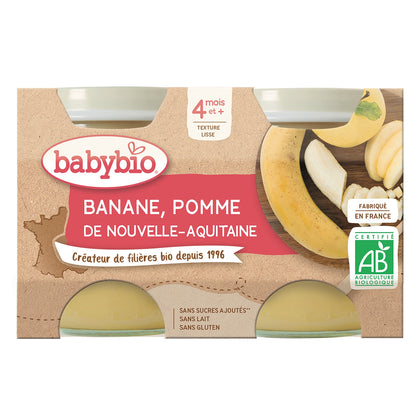 Baby Compotes From 4 Months Apple Banana No Added Sugar Organic BABYBIO