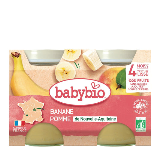 Baby Compotes From 4 Months Apple Banana No Added Sugar Organic BABYBIO