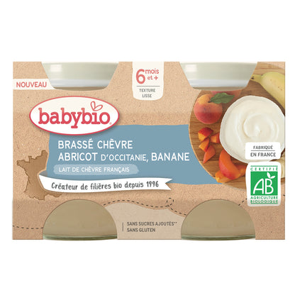 Baby Dessert From 6 Months Stirred Goat Cheese Apricot Banana No Added Sugar Organic BABYBIO