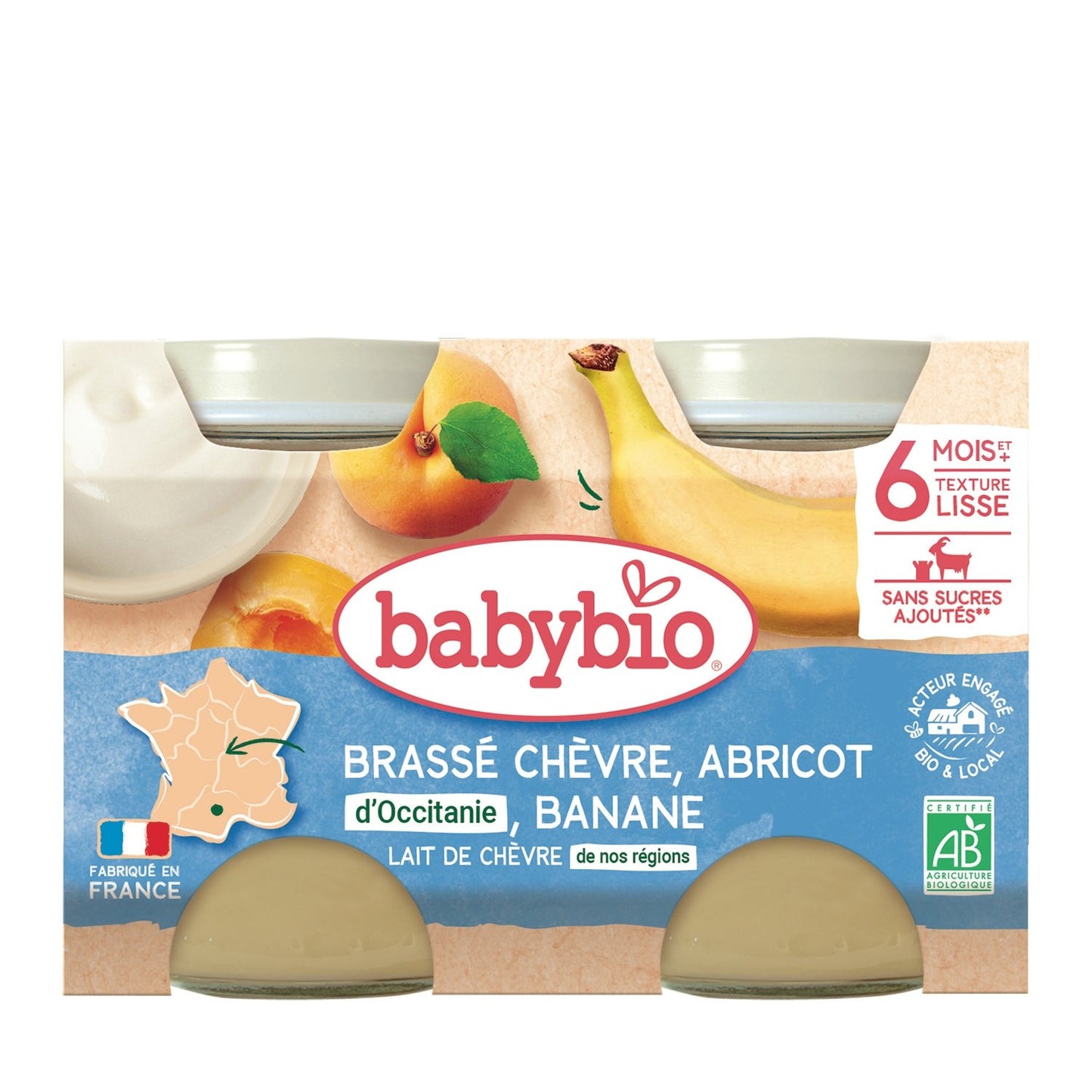 Baby Dessert From 6 Months Stirred Goat Cheese Apricot Banana No Added Sugar Organic BABYBIO
