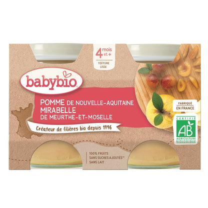 Babykompott ab 4 Monaten Mirabelle Apfel ohne Zuckerzusatz Bio BABYBIO