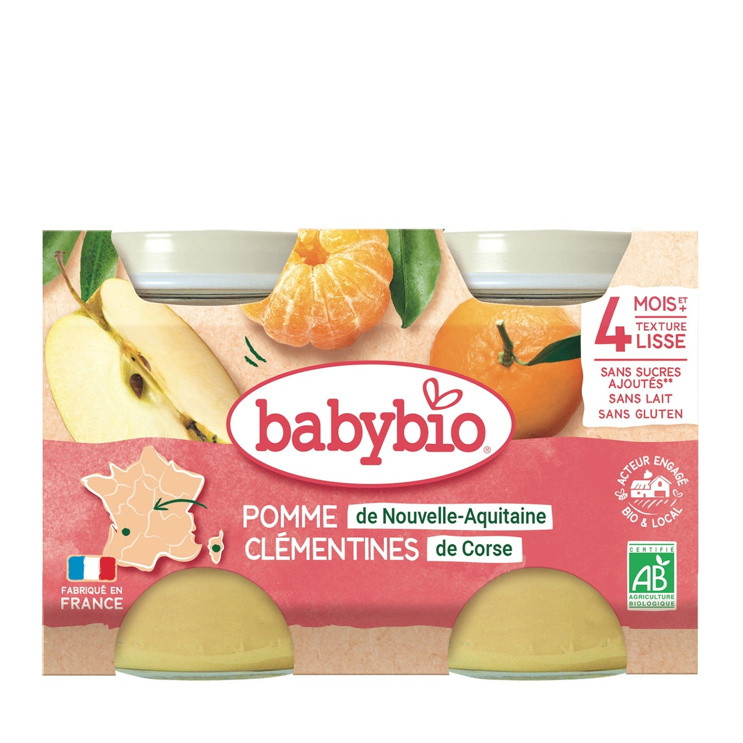 Compote bébé dès 6 mois Pomme Clémentine Bio BABYBIO 