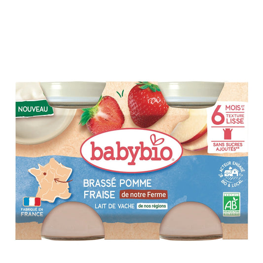 Brassé Pomme de Nouvelle Aquitaine Fraise BABYBIO les 2 pots