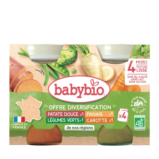 Plat Bébé Dès 4 Mois Légumes Bio BABYBIO les 4 pots de 130g
