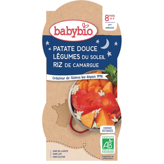 Plat Bébé du Soir Dès 8 Mois Légumes du Soleil BABYBIO les 2 bols de 200 g