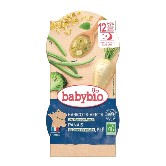 Plat Bébé du Soir Dès 12 Mois Haricots Verts Bio BABYBIO les 2 bols de 200 g