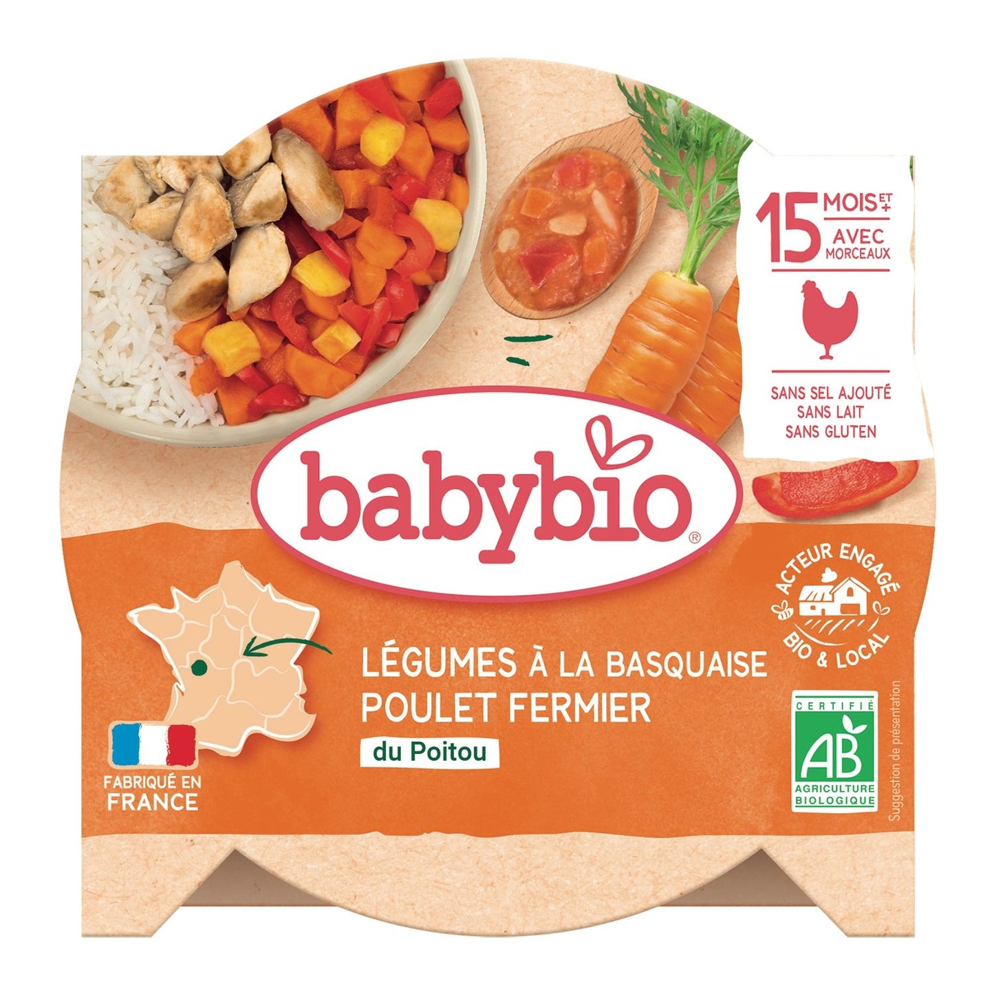 Plat Bébé Dès 15 Mois Poulet Basquaise Bio BABYBIO