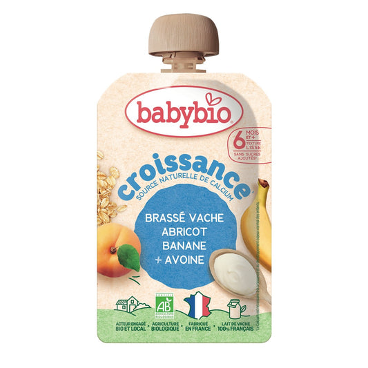 Brassé Croissance Abricot Banane Avoine Bio BABYBIO la gourde de 100g