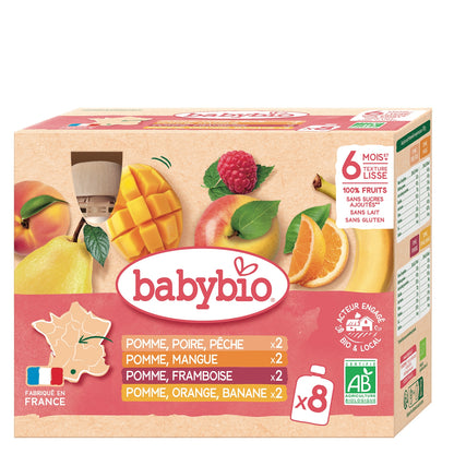 Compote bébé dès 6 mois Multi Parfums Fruits Bio BABYBIO 