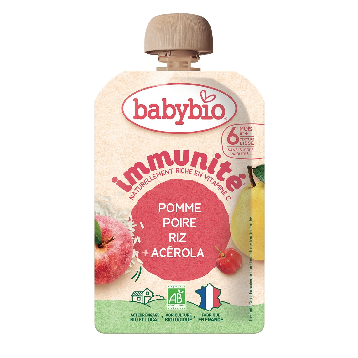 Compote bébé dès 6 mois Pomme Poire Riz Bio BABYBIO 