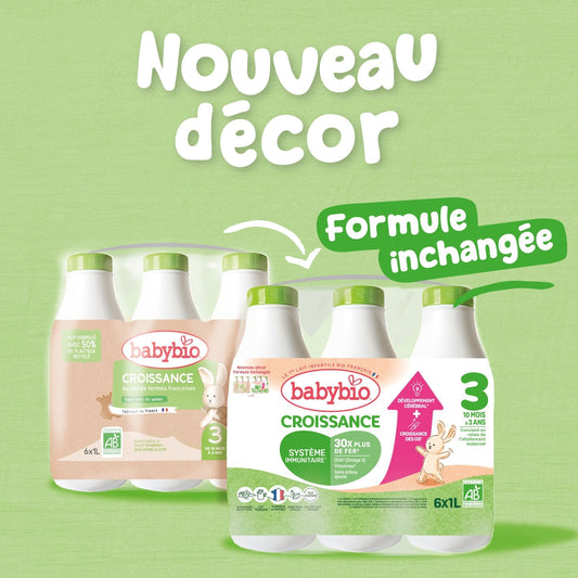 Lait Bébé Liquide 3ème Âge Dès 12 Mois Bio Babybio BABYBIO le lot de 6 bouteilles de 1L