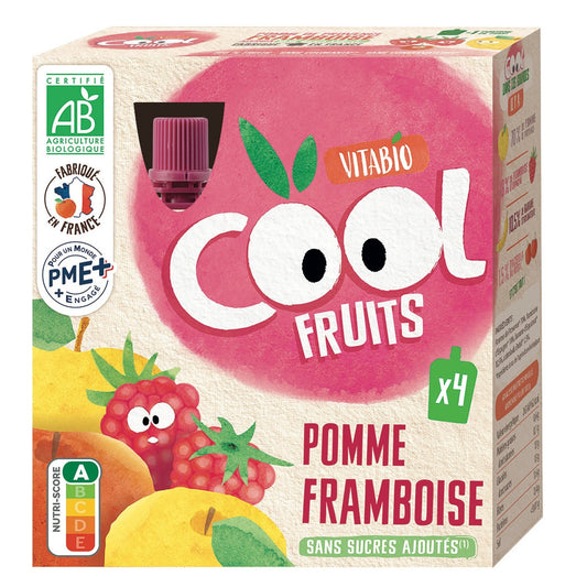 Compote Pomme Framboise Bio VITABIO les 4 gourdes