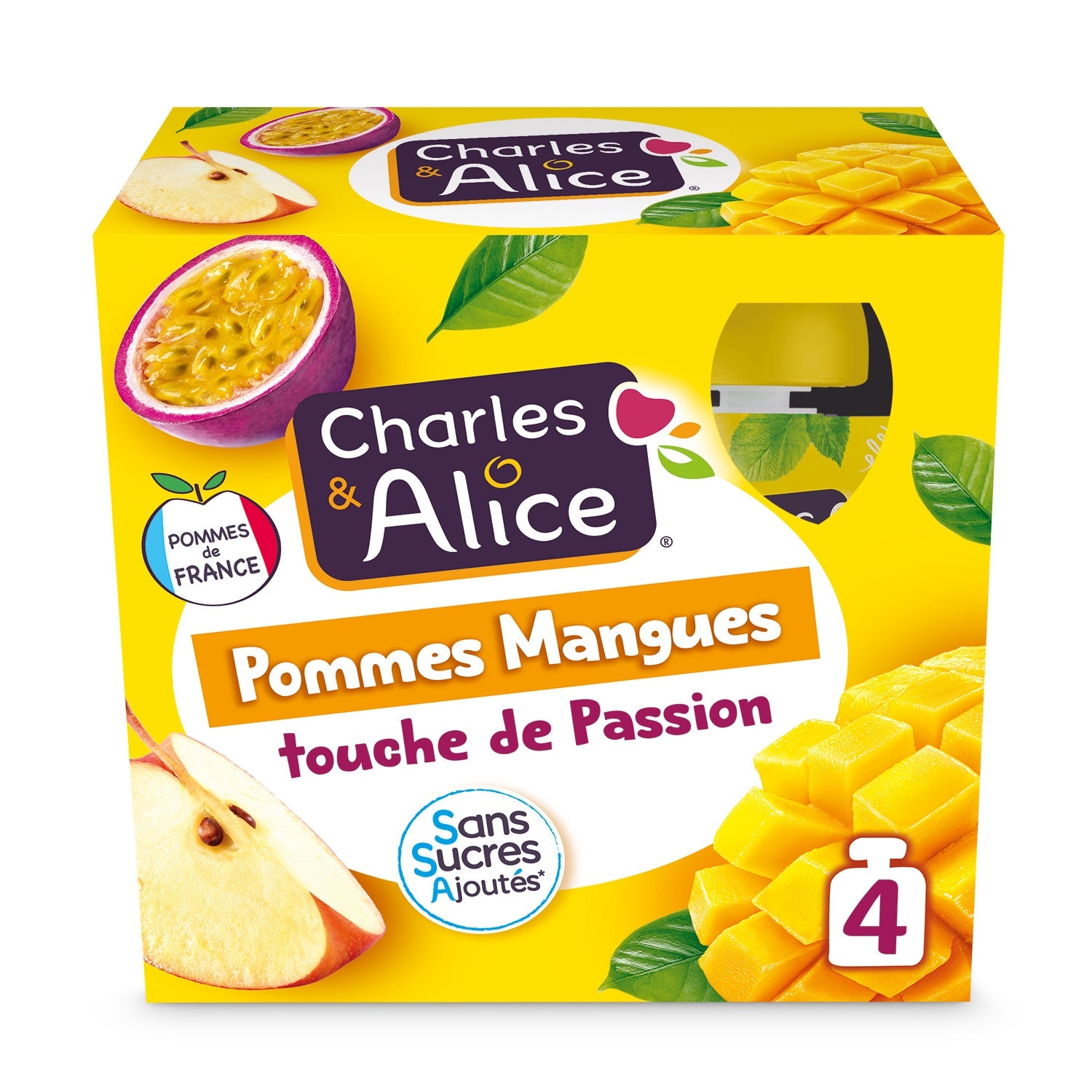 Compote Pomme Mangue Passion Sans Sucres Ajoutés CHARLES & ALICE 
