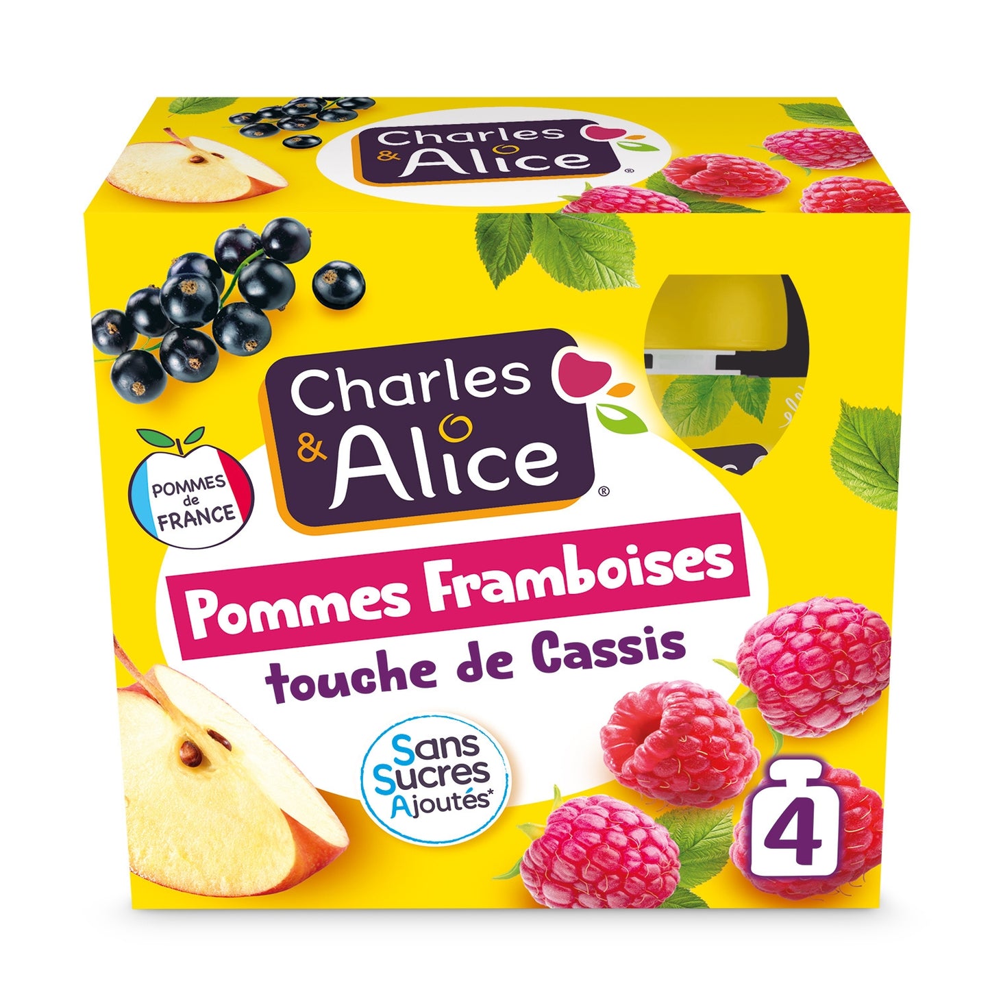 Compote Pomme Framboise Cassis Sans Sucres Ajoutés CHARLES & ALICE 