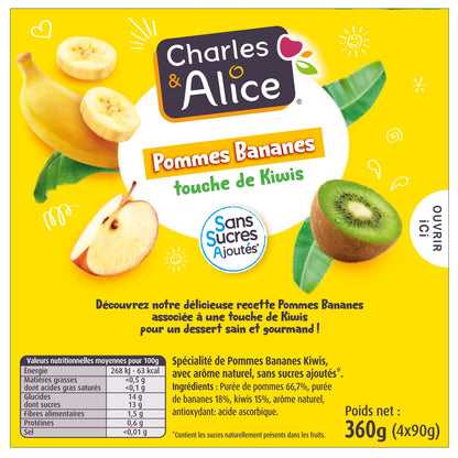Compote Pomme Banane Kiwi Sans Sucres Ajoutés CHARLES & ALICE 