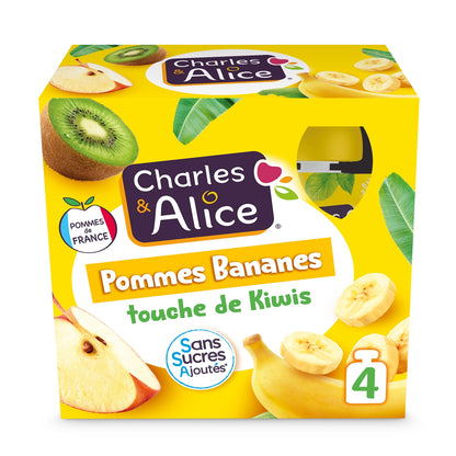 Compote Pomme Banane Kiwi Sans Sucres Ajoutés CHARLES & ALICE 