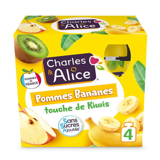 Compote Pomme Banane Kiwi Sans Sucres Ajoutés CHARLES & ALICE 