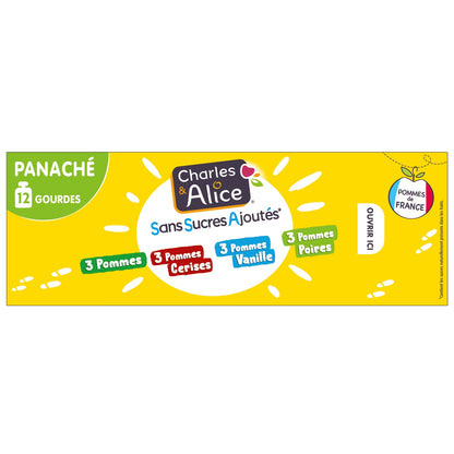 Compotes Panaché Pomme Cerise Vanille Poires Sans Sucres Ajoutés CHARLES & ALICE 
