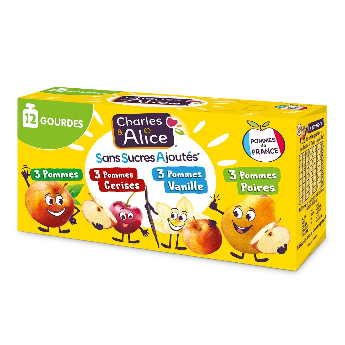 Compotes Panaché Pomme Cerise Vanille Poires Sans Sucres Ajoutés CHARLES & ALICE 