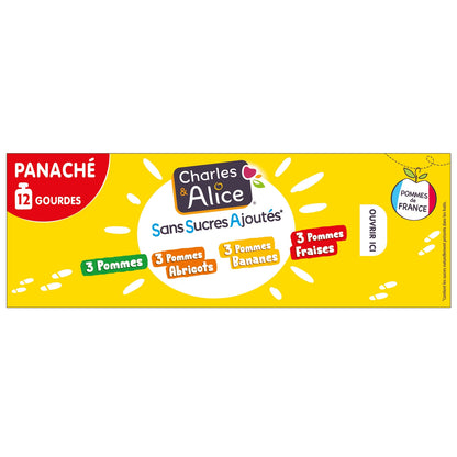 Compote Panaché Pomme Abricot Banane Fraise Sans Sucres Ajoutés CHARLES & ALICE 
