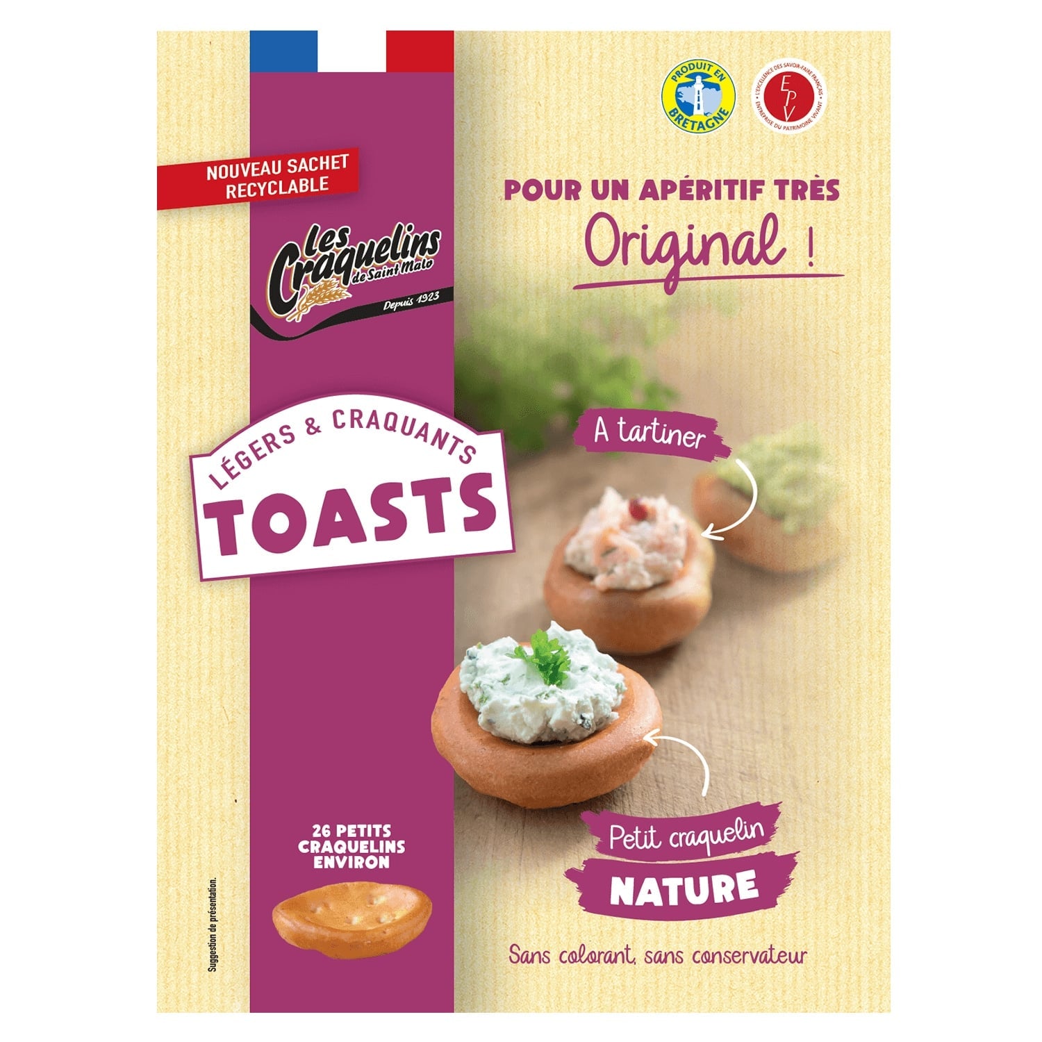 Toasts Légers Craquants Nature Sans Colorant Sans Conservateur LES CRAQUELINS DE SAINT MALO 
