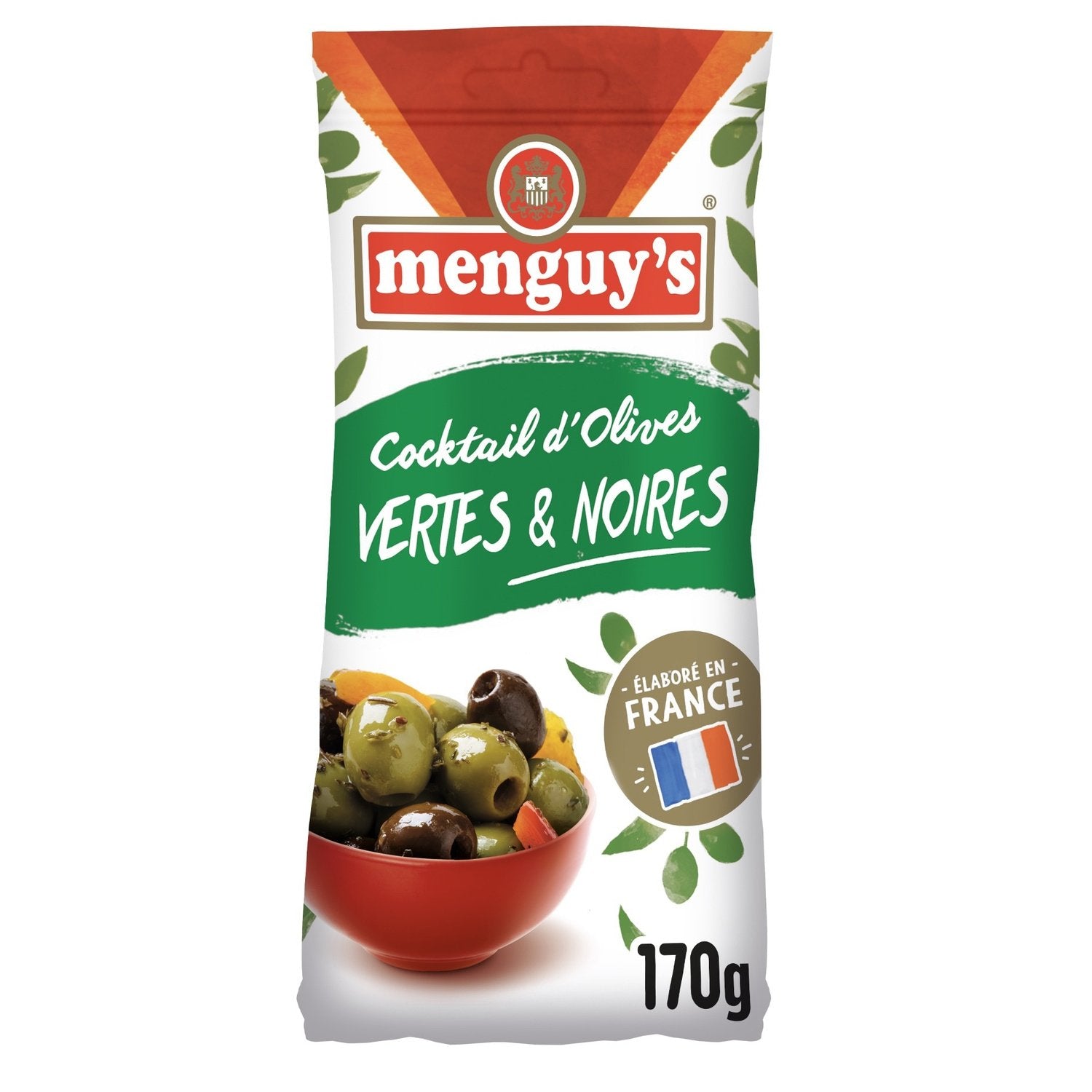 Cocktail Olives Vertes et Noires MENGUY'S le sachet de 350g