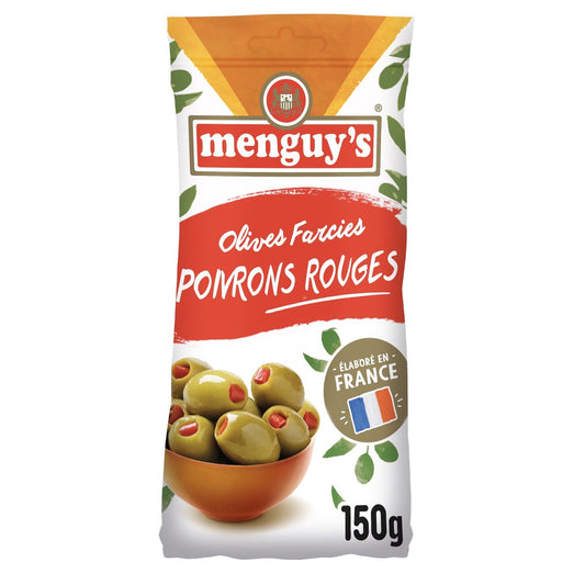 Olives Vertes Farcies aux Poivrons MENGUY'S le paquet de 150g