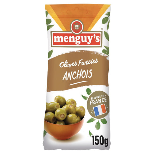 Olives Vertes à la Farce d'Anchois MENGUY'S le paquet de 150 g net égoutté