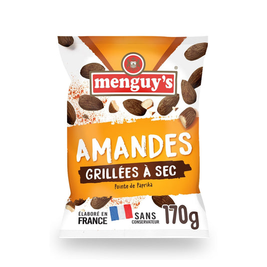 Amandes Grillées à Sec Pointe de Paprika MENGUY'S le sachet de 170g
