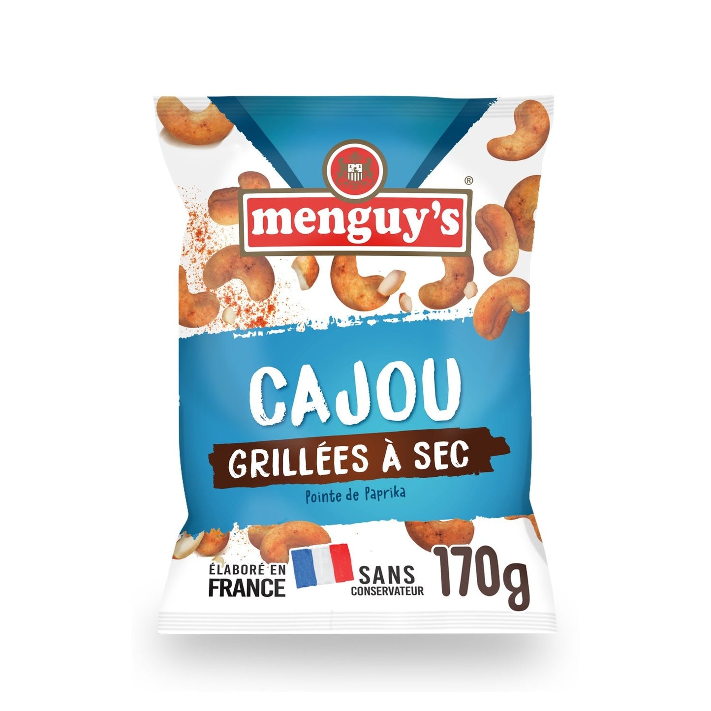 Noix de Cajou Grillées à Sec Pointe de Paprika MENGUY'S le sachet de 170g