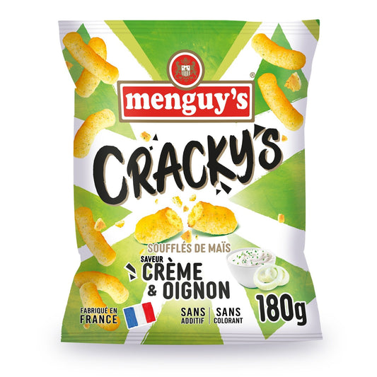 Biscuits Apéritifs Cracky's Soufflé de Mais Crème Oignon MENGUY'S le sachet de 180g