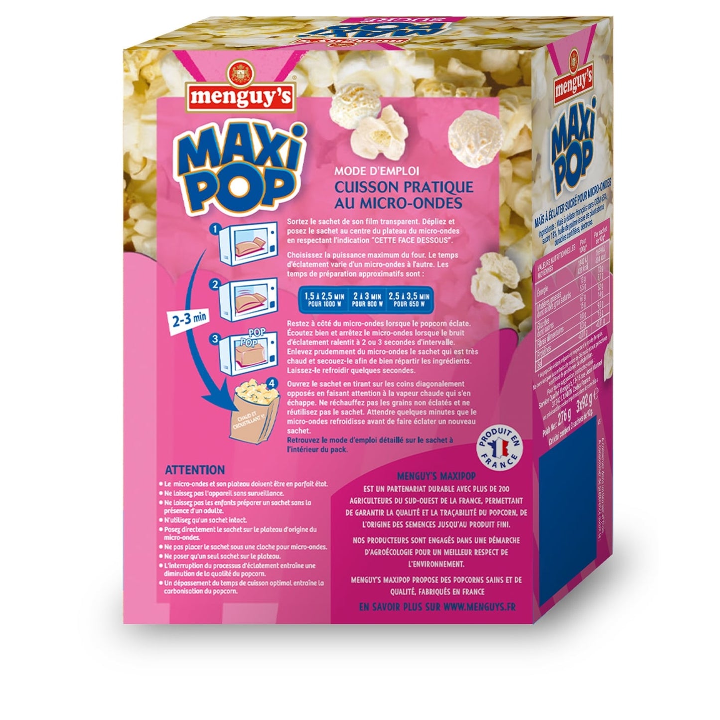 Pop-Corn Sucré Micro-Ondes MENGUY'S 
