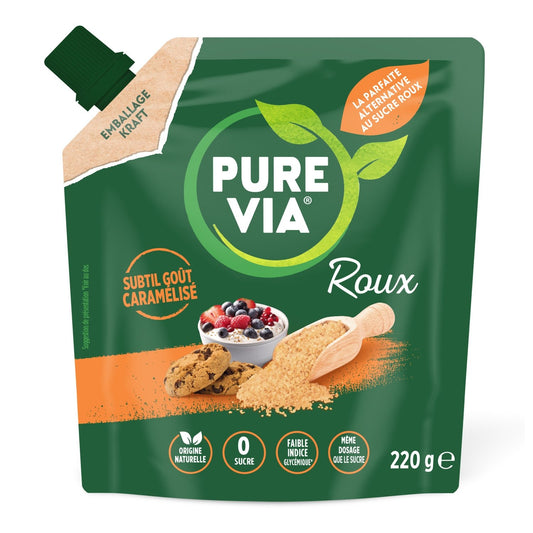 Edulcorant Poudre Stevia Roux PURE VIA le doypack de 220g
