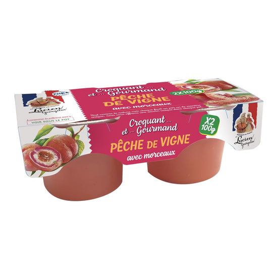 Dessert Compotes de Pêches de Vigne LUCIEN GEORGELIN les 2 pots de 100g