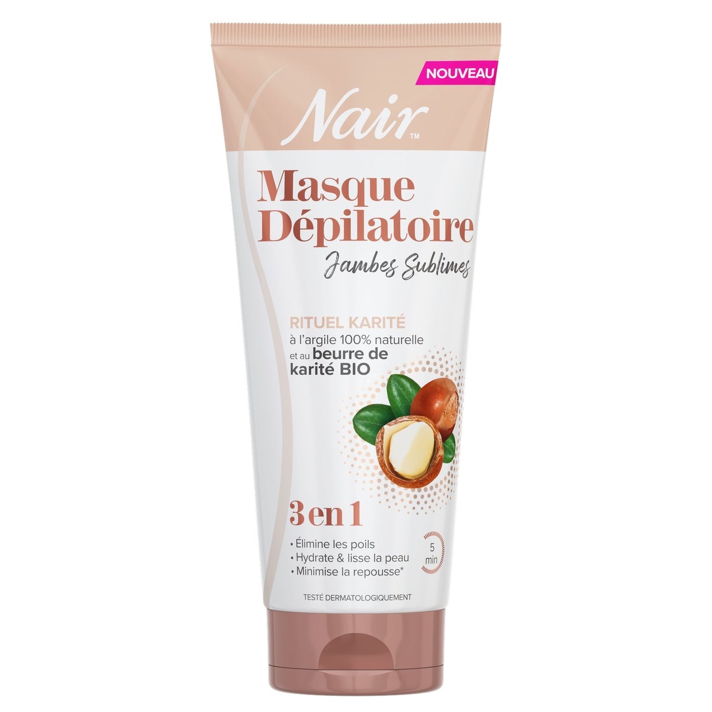 3-in-1 Hair Removal Mask Removes Hair Moisturizes &amp; Smoothes Skin Minimizes Regrowth with Natural Clay and Organic Shea Butter Sublime Legs NAIR