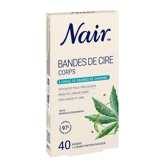 Cold Wax Strips for Sensitive Skin, Very Short Hair, Relaxing Fragrance, NAIR Hemp Oil