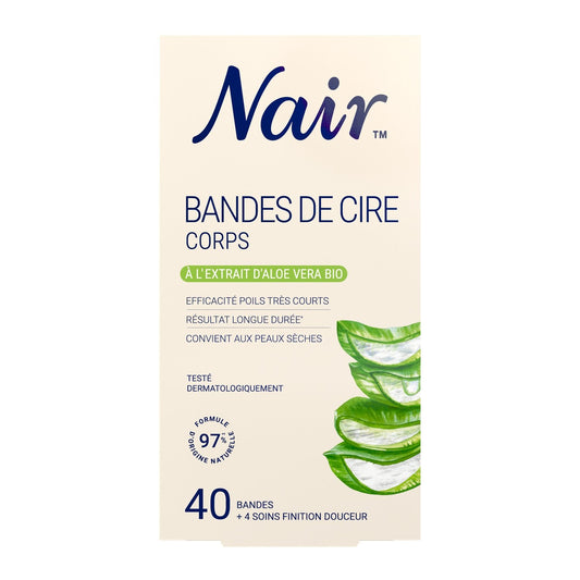 Bandes de Cire Froide Corps Peau Sèche Aloe Vera Bio Naturadvanced Technology NAIR la boîte de 40 bandes