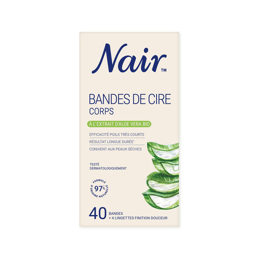 Cold Wax Strips for Dry Skin Body with Organic Aloe Vera Naturadvanced Technology NAIR
