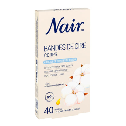 Bandes de Cire Corps Huile de Graines de Coton 99% d'Ingrédients d'Origine Naturelle NAIR