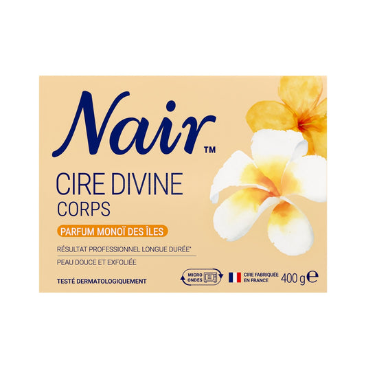 Cire Corps Monoï des Îles Poils Courts Longue Durée Sans Bande NAIR la boite de 400 g