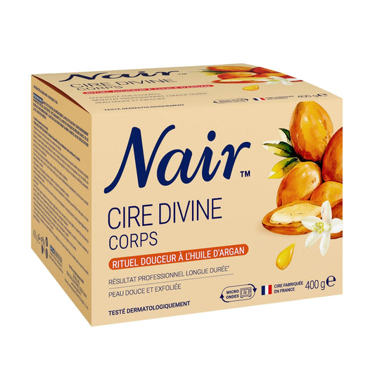 Cire Divine Rituel Douceur Spécial Peaux Sèches et Sensibles Huile d'Argan et Huile d'Onagre NAIR la boite de 400 g