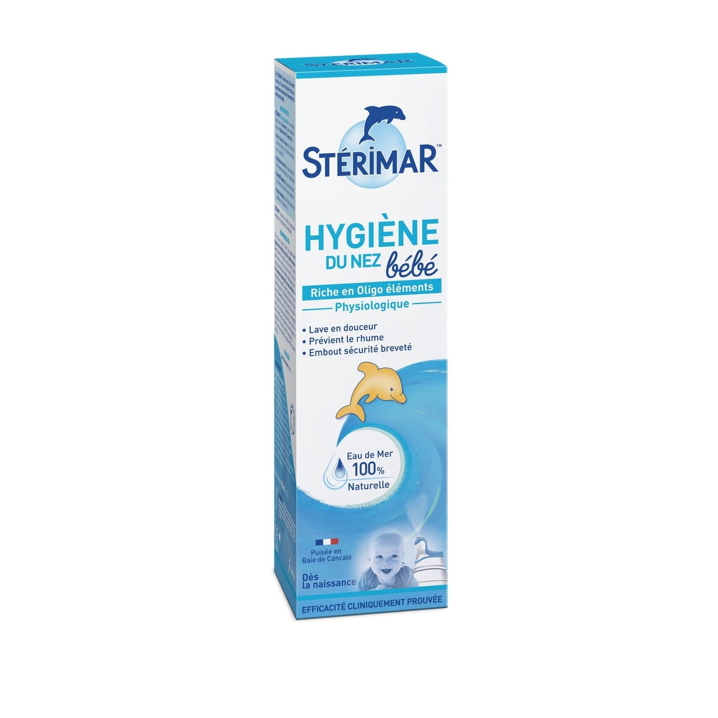 Spray Nasal Physiologique Bébé Lave et Prévient Eau de Mer 100% Naturelle Microdiffusion STERIMAR 