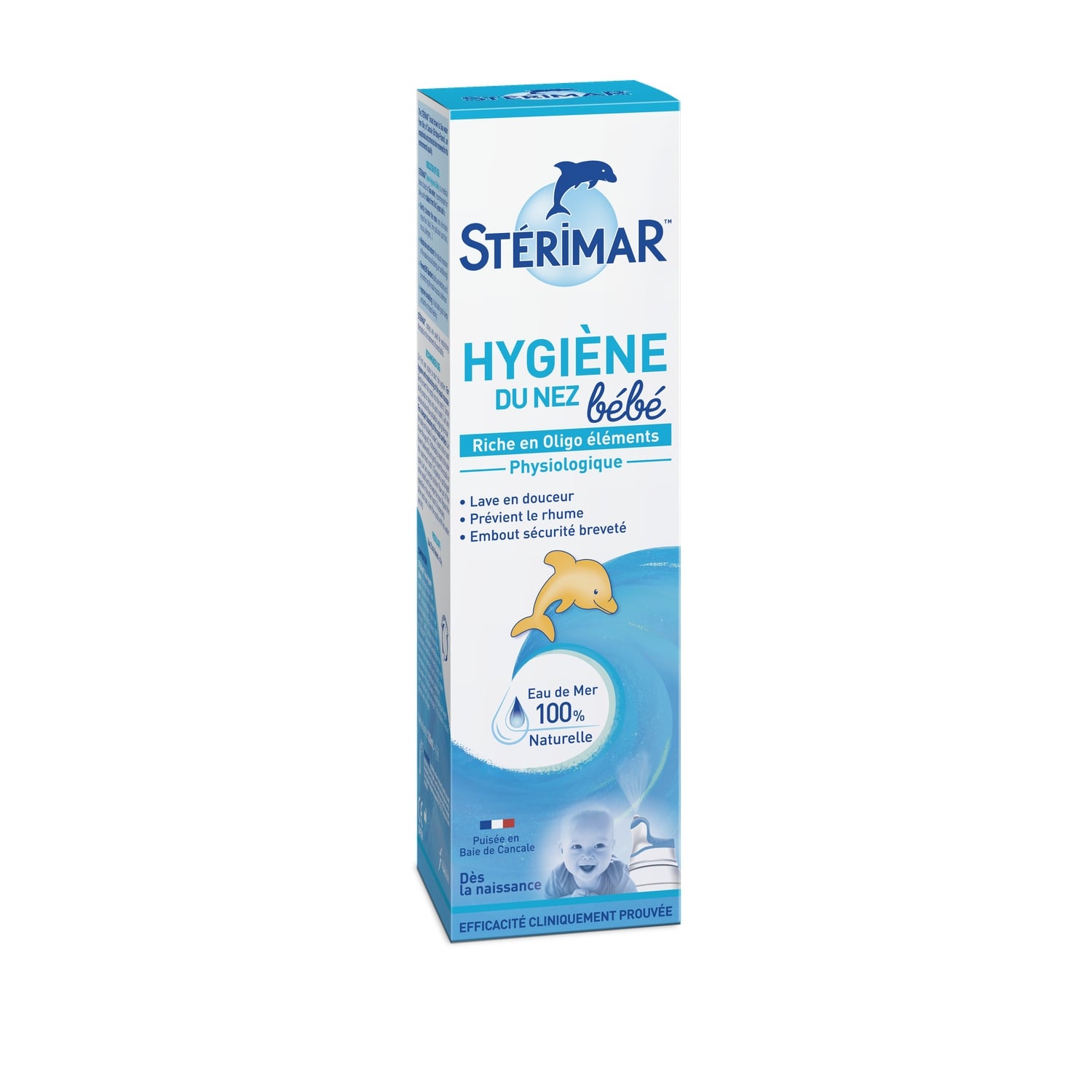 Spray Nasal Physiologique Bébé Lave et Prévient Eau de Mer 100% Naturelle Microdiffusion STERIMAR 
